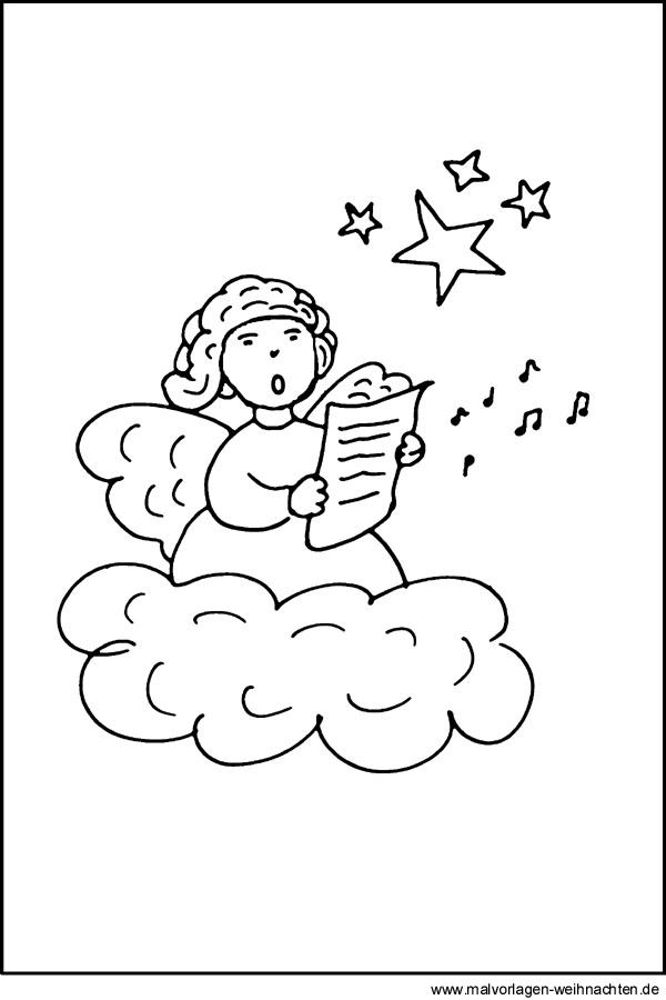 Engel beim Singen - Malvorlagen und Ausmalbilder für Kinder