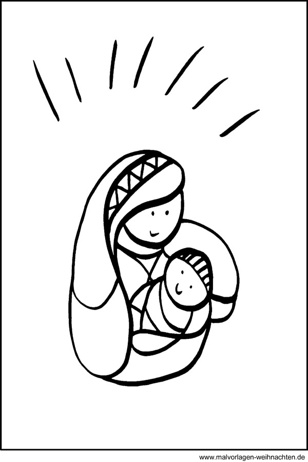maria und jesus  malvorlagen window color bild zu weihnachten