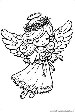 Ausmalbild Engel kostenlos PDF herunterladen