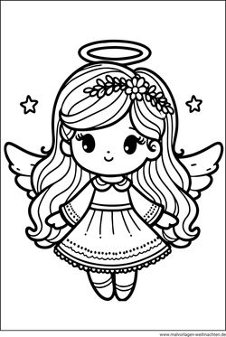 Engel Ausmalbild zu Weihnachten ausdrucken kostenlos