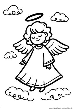 Engel Flügel und viele kleine Wolken Ausmalbild-gratis