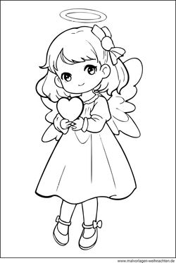 Engel Herz Ausmalbild ausdrucken