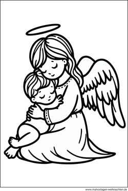 Malvorlage Schutzengel mit Kind
