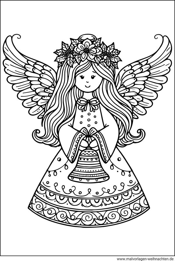 Weihnachtsengel Ausmalbild zum Ausdrucken