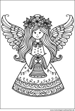 Weihnachtsengel mit großen Flügeln Malvorlage