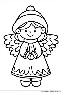 Winter-Engel mit Mütze Ausmalbild drucken und malen