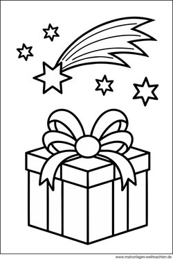 Geschenk Sterne und eine Sternschnuppe Malvorlage