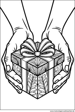 Hnde mit Geschenk Ausmalbild ausdrucken