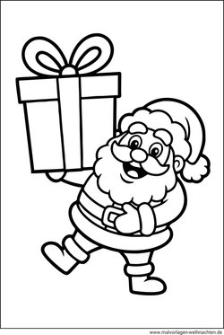 PDF Vorlage Weihnachtsmann mit einem Geschenk