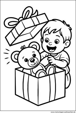 Teddybär als Geschenk Ausmalbild für Kinder