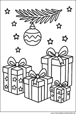 Weihnachtsgeschenke Ausmalbild drucken und ausmalen
