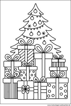 Weihnachtsgeschenke Ausmalbild zum Ausdrucken