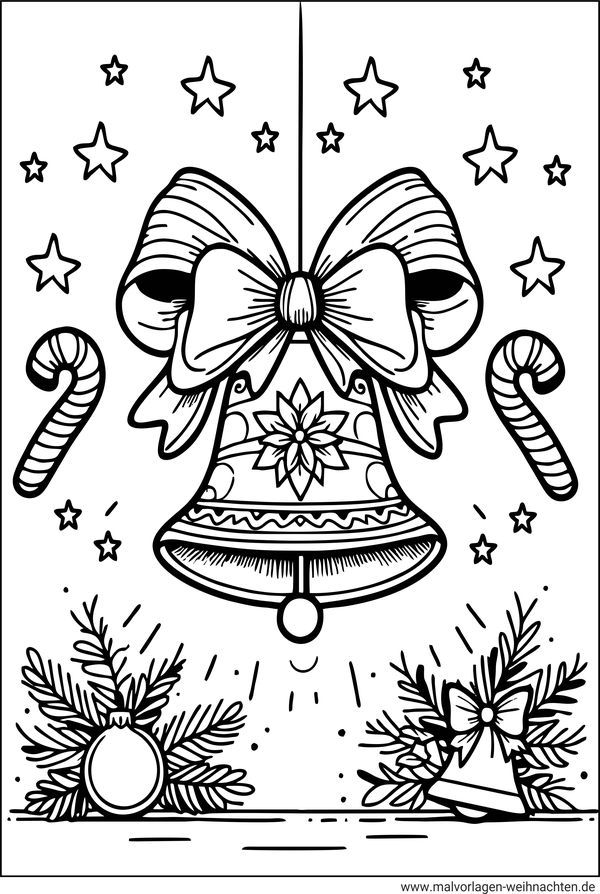 Ausmalbild Glocke zu Weihnachten