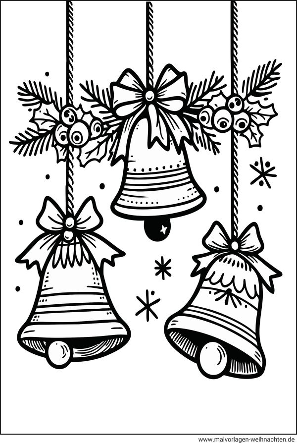 Drei Weihnachtsglocken Ausmalbild