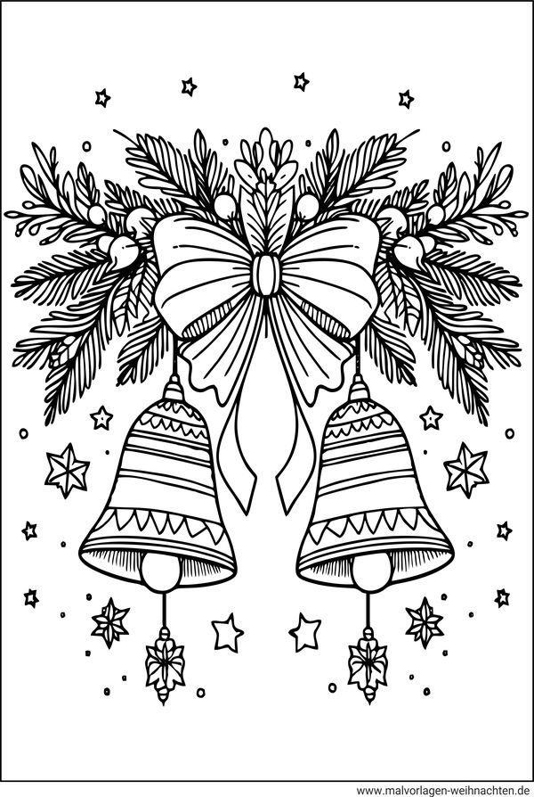 Weihnachten Glocken mit Schleife Ausmalbild