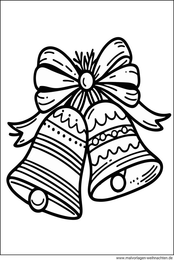 Weihnachtsglocken mit Schleife Ausmalbild