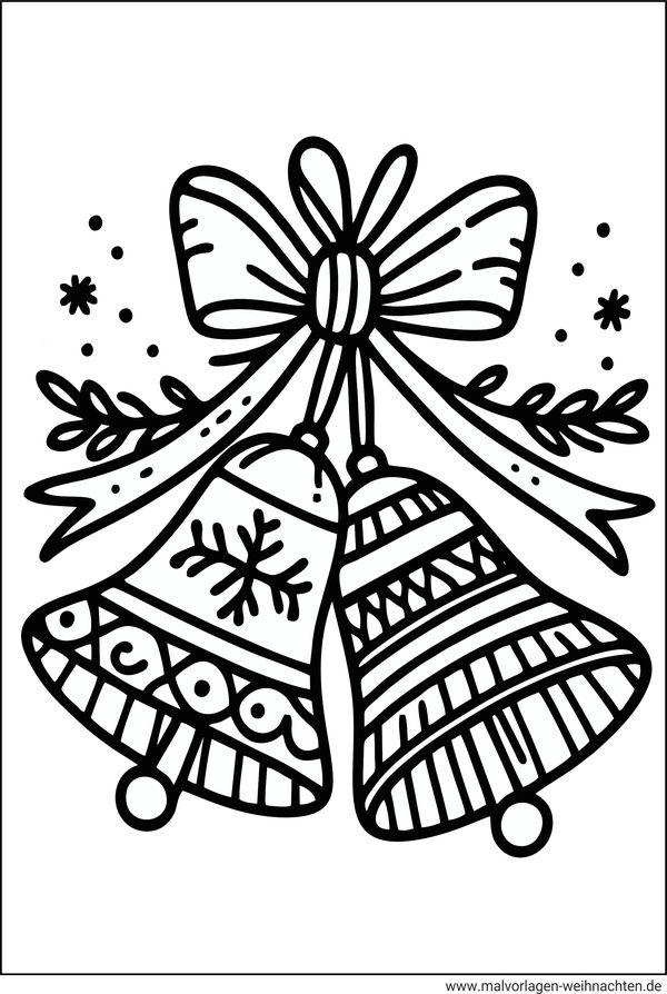 zwei Glocken zu Weihnachten Ausmalbild