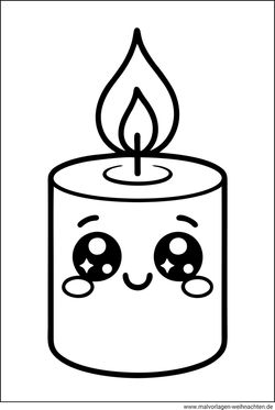 Kawaii Kerze niedliches Ausmalbild für Kinder