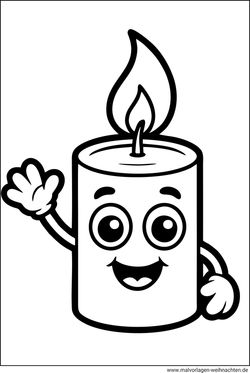 Kerze mit Gesicht als kostenloses Ausmalbild für Kinder
