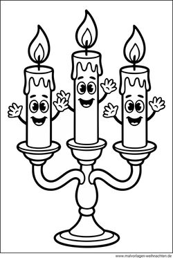 Kerzenleuchter mit Kerzen-Ausmalbild Kinder