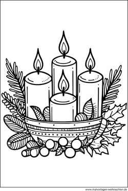 Vier Kerzen Weihnachten Ausmalbild malen