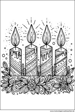 Vier Kerzen zum Advent Ausmalbild Erwachsene