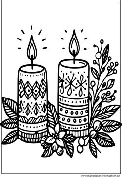 Weihnachtskerzen Flamme Ausmalbild kostenlos