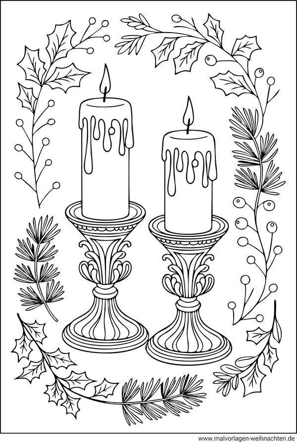 Kerzen in einem Kerzenständer Ausmalbild