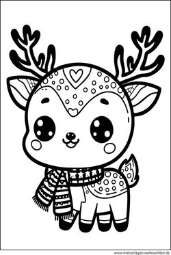 Kawaii Rentier Malvorlage kostenlos