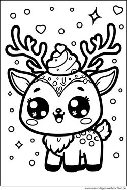 Rentier Ausmalbild für Kinder zum Ausdrucken