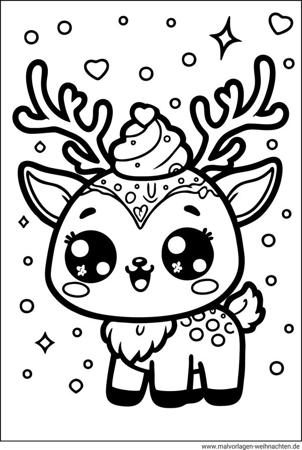 Rentier Ausmalbild für Kinder