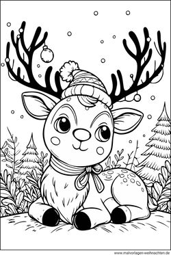 Rentier Rudolf Ausmalbild drucken ausmalen
