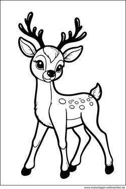 Süßes Rentier Malvorlage zum Drucken und Ausmalen