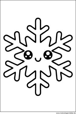 Schneeflocke mit Gesicht Malvorlage Kindergarten