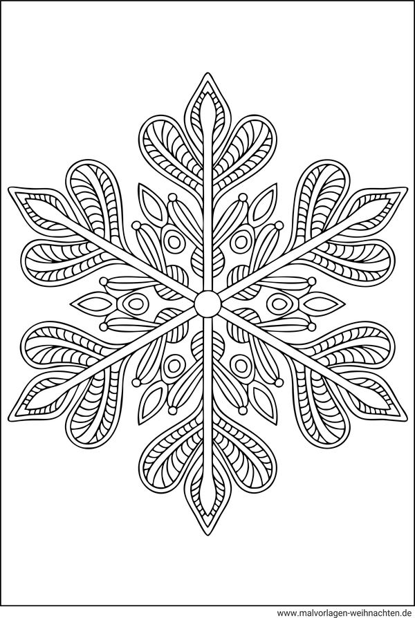 Schneeflocke mit Muster Ausmalbild für Erwachsene