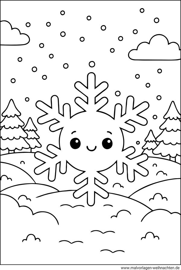 Schneeflocke im Winter Ausmalbild für Kinder
