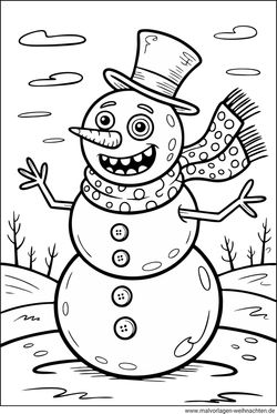 Ausmalbild crazy Schneemann