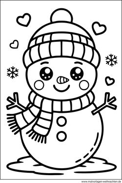 Ausmalbild süßer Schneemann