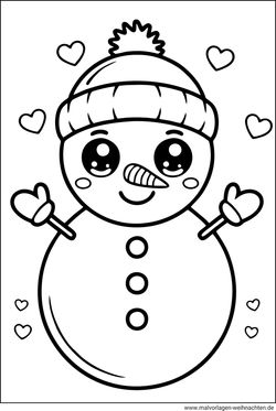Schneemann Ausmalbild Kinder kostenlos ausdrucken