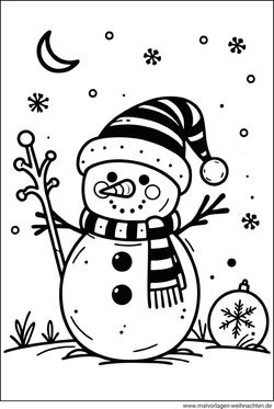 Schneemann Winter Ausmalbild kostenlos herunterladen