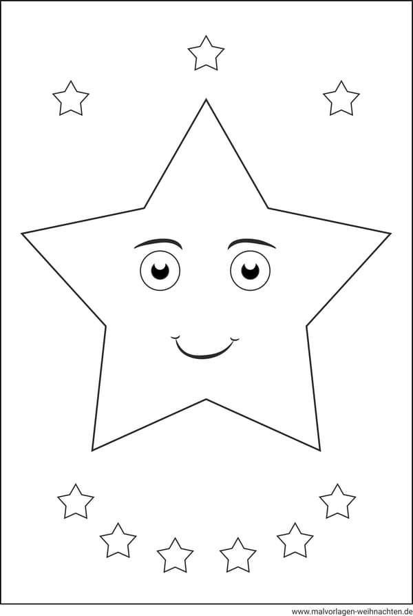 Ausmalbild Stern mit Gesicht
