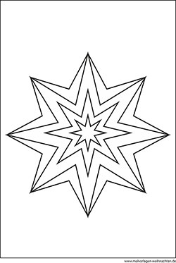 Ausmalbild sternvorlage mit 8 Zacken zum Ausdrucken
