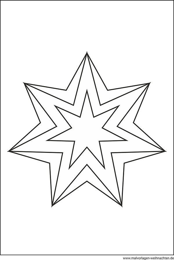 Ausmalbilder Sternvorlage mit 7 Zacken Weihnachtsstern