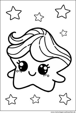 Kawaiistern Ausmalbild Mädchen