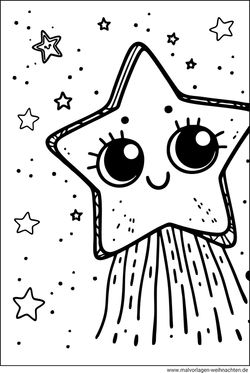 Lustiger Stern mit süßen Augen Ausmalbild für Kinder