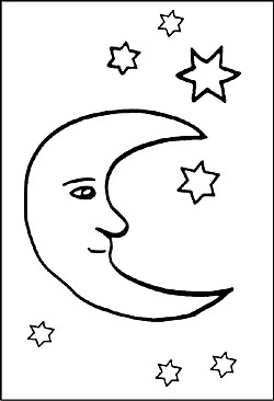 Malvorlage - Mond und Sterne