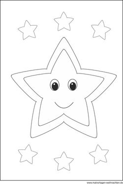 Stern mit Gesicht als Malvorlage zum Ausdrucken