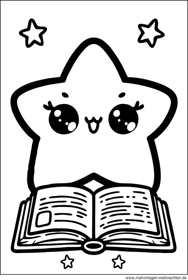 Stern liest ein Buch Ausmalbild