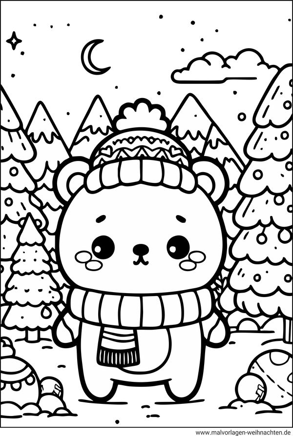 Bär im Winter Malvorlage