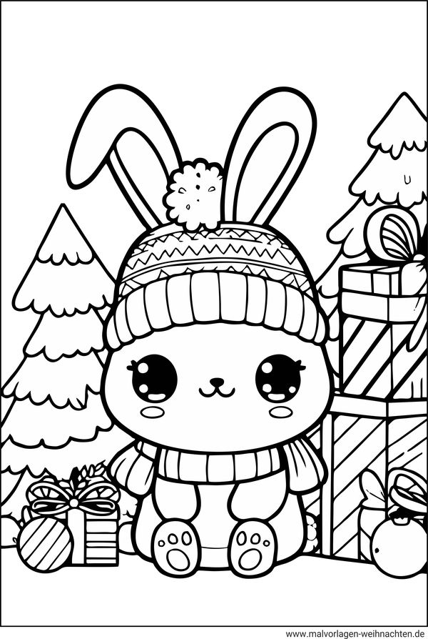 Hase Weihnachten Ausmalbild